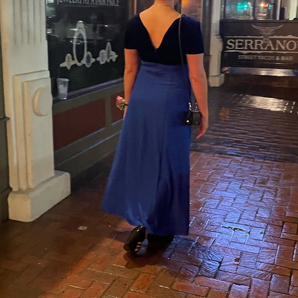 90s style prom dress- royal blue with velvet - size 6 but fits a size 12 - Picture 4 of 4